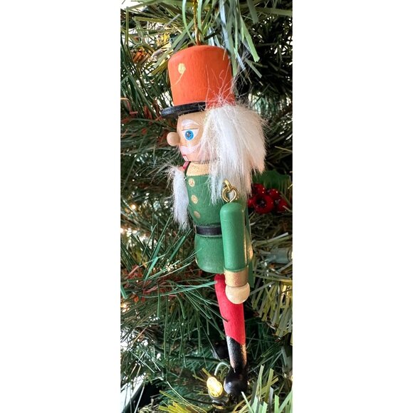 NWOT VTG Nutcracker Christmas Ornament Wooden Dangling Arms Legs Fuzzy B… - Picture 4 of 11